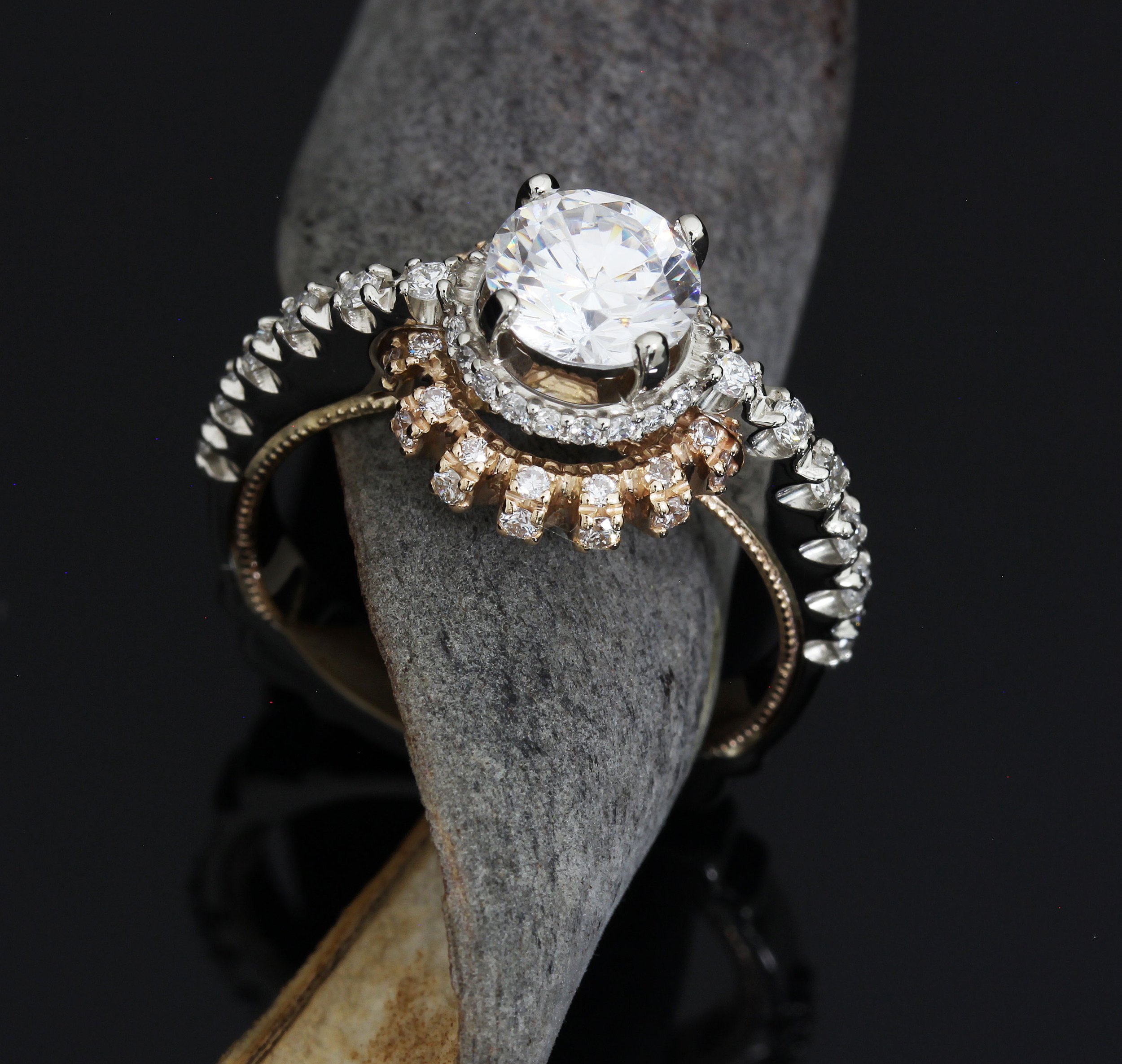 Classic solitaire diamond engagement ring with brilliant round cut diamond set in white gold band – Kaz Jewelry Newport Beach