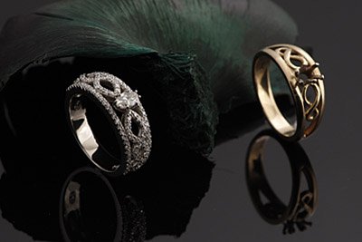 Before and after jewelry redesign by Kaz Jewelry, transforming heirloom pieces into modern, custom fine jewelry while preserving sentimental value.